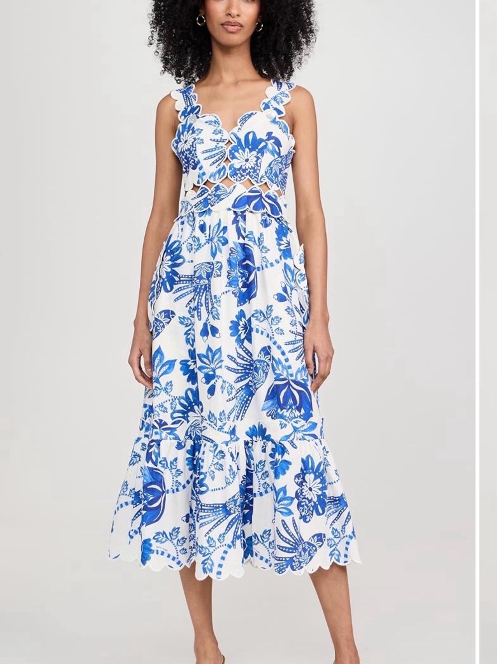 FARM Rio Blue & White Floral Cutout Maxi Dress